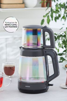 Glass Tea XL 35 Bardak Renkli Camlı Çay Makinesi Opal