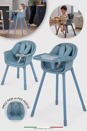 Misto 4in1 Bebek Mama Sandalyesi ve Mama Oturağı İç Pedli Mavi