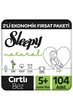 Natural 2'li Ekonomik Fırsat Paketi Bebek Bezi 5+ Numara Junior Plus 104 Adet