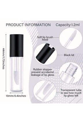 Mini Plastik Siyah Tüp Doldurulabilir Likit Ruj Ve Lipgloss Şişesi(1.2 Ml)