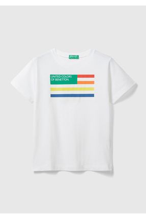 Erkek Çocuk Beyaz. Benetton Logolu T-Shirt