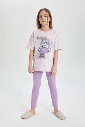 Kız Çocuk Oversize Fit Kısa Kollu Pijama Takımı C1953A824SP