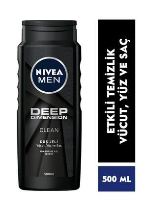 Men Deep Dimension Duş Jeli 500ml, 3'ü 1 Arada Komple Bakım, Vücut, Saç Ve Yüz Için, Çekici Koku