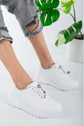 Kadın Beyaz Rahat Şık Günlük Spor Sneaker Ayakkabı