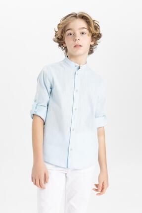 Erkek Çocuk Dik Yaka Uzun Kollu Gömlek B5968a824sm