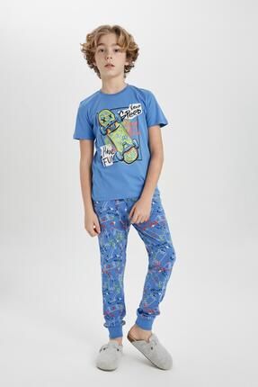 Erkek Çocuk Baskılı Kısa Kollu Pijama Takımı B5540A824SP