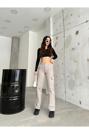 Kadın Kargo Model Pantolon Taş Rengi