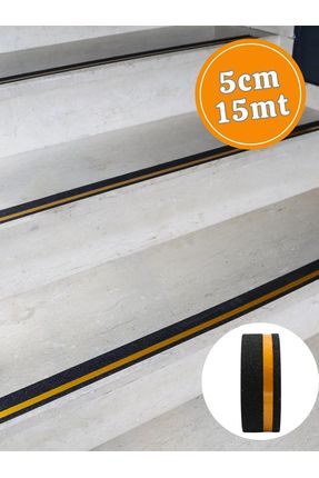 Merdiven Zemin Sarı Çizgili Fosforlu Kaydırmaz Bant, Arkası Yapışkanlı 1. Kalite 5 cm x 15 M