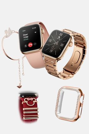 Genel Markalar Android iOS G9 Mini Plus Rose Gold Smart Watch 41 mm 3 Kordon Mickey Charm Bileklik Hediyeli Ak l Fiyat Yorumlar Trendyol
