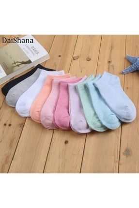 10 Çift Koton Ekonomik Karışık Renk Kadın Patik Çorap