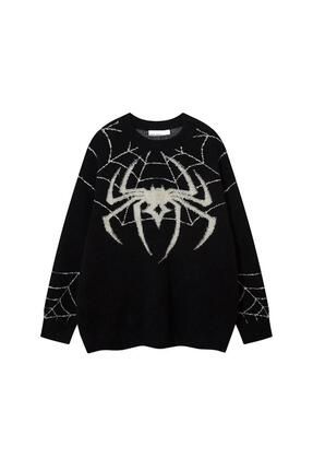 Day Light Y2K Streetwear Spider Web Oversize Unisex Siyah Kazak