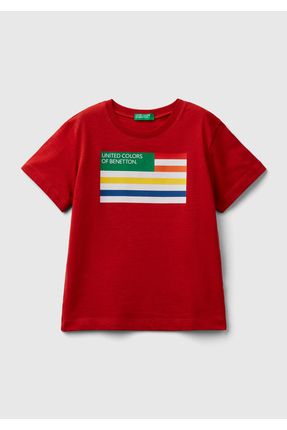 Erkek Çocuk Kırmızı Benetton Logolu T-Shirt