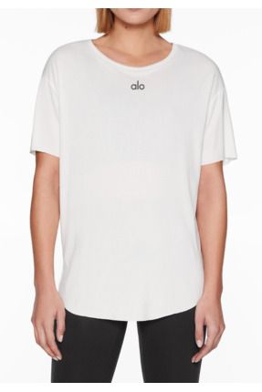 Alo Modal Lyocell İçerikli Supersoft Yoga T-shirt Ekru