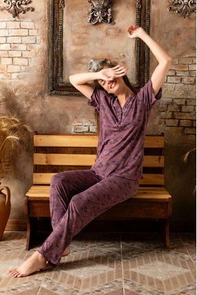 Bambu Pamuk V Yaka Kısa Kol Kadın Pijama Takımı