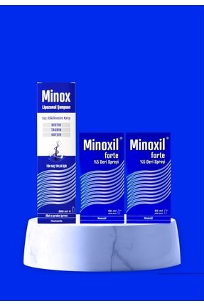Minox Lipozomal Şampuan 300ml + Minoxil Forte %5 Sprey 2Adet
