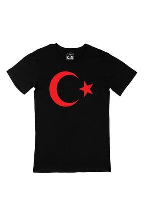 Türk Bayrağı Siyah Tişört 202544