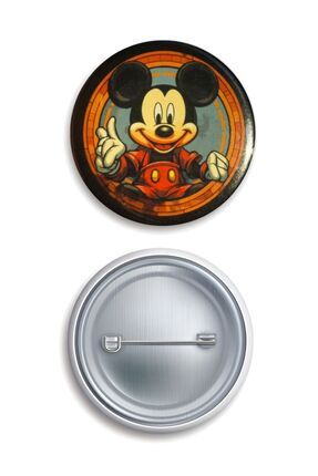 Mickey Mouse Retro Buton Rozet Broş İğneli Boyun Askısı Rozeti Çanta Rozeti