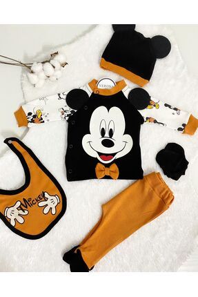 Miki Mouse Erkek Bebek 5li Hastane Çıkış Seti Yenidoğan Kıyafeti 0-3 ay 50-56cm