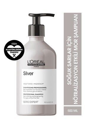 Loreal Serie Expert Silver Çok Açık Sarı Gri Ve Beyaz Saçlar Için Renk Dengeleyici Mor Şampuanı 500