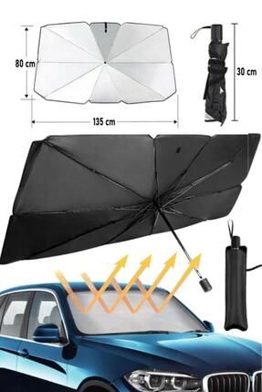 Araba Ön Cam Güneşlik Katlanabilir Güneşlik Şemsiye Ön Cam Gölgelik Büyük Boy 80 Cm X 135 Cm