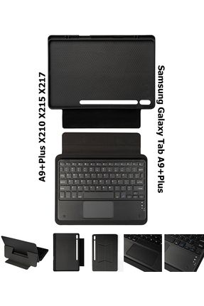Samsung Galaxy Tab A9+Plus X210 X215 X217 Uyumlu Bluetooth Bağlantı Standlı Klavyeli Tablet Kılıfı