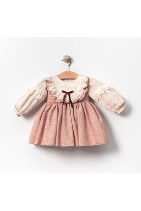 Kız Bebek Robası Fiyonklu Elbise Bayramlık Doğum Günü Özel Gün Elbisesi