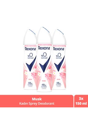 Kadın Sprey Deodorant Musk %0 Alüminyum 48 Saat Ter Kokusuna Karşı Koruma 150 Ml X3