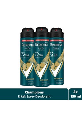 Men Erkek Sprey Deodorant Champions 72 Saat Kesintisiz Üstün Koruma 150 ml X3