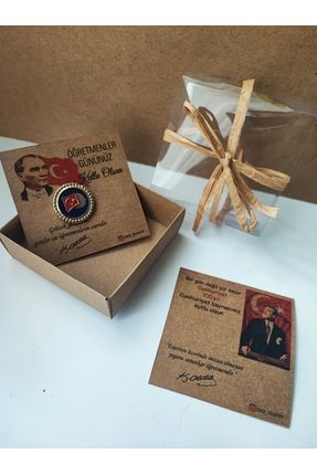 Atatürk ve Türk Bayraklı Yaka Rozeti Metal Gold