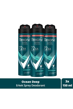 Men Erkek Sprey Deodorant Invisible Ocean Deep 72 Saat Kesintisiz Üstün Koruma 150 Mlx3