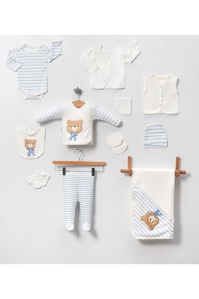 Dokulu Kutulu Erkek - Yenidoğan Bebek Kıyafetleri Ayıcıklı 11'li Hastane Çıkışı Setleri Süzene Nakı