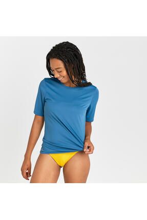 Kadın Standart Kalıp Kısa Kollu UV Korumalı Tişört - Mavi