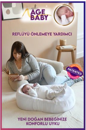 Reflü Yeni Doğan Bebek Yatağı Unisex Juno Yıkanabilir Kılıflı Ve Sıvı Geçirmez Alezli Patentli Döküm
