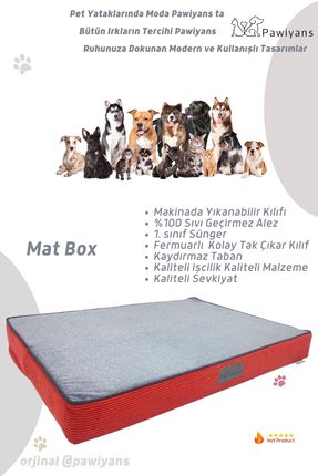 Matfoam Üst Kalite,10cm Süngerli ,sıvı Geçirmez Alezli, Yıkanabilir Kılıflı Fermuarlı Pet Yatağı