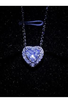 Işıklı Kutu Rodyumlu Pırlanta Model Kalp Gümüş Kolye, En Güzel Doğum Günü Hediyesi Kadın