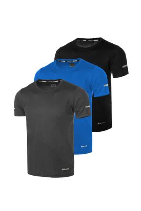 Ghassy Co. Erkek 3'lü Paket Dry Fit Atletik Nem Emici Günlük T-shirt