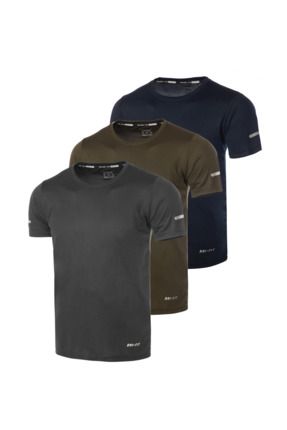 Ghassy Co. Erkek 3'lü Paket Dry Fit Atletik Nem Emici Günlük T-shirt