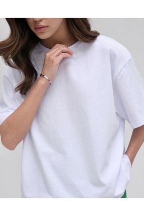 Unisex Bisiklet Yaka Basic Oversize T-shirt