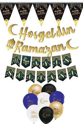 4lü Ramazan Süsleme Seti Hoşgeldin Ramazan Yazı Dini Islami Ramadan Banner Oda Mekan Iftar Balon Süs