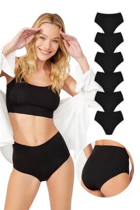 Yüksek Bel Basic Lazer Kesim Bikini Külot 6'lı Paket