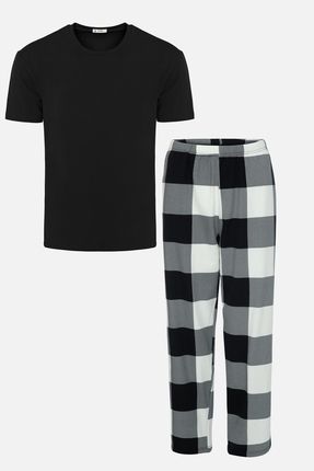Erkek Kısa Kollu Pamuklu Ekose Desenli Pijama Takımı