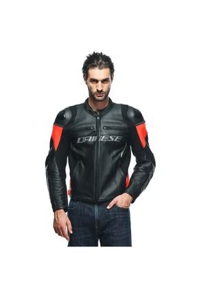 Ceket Racing 4 Leather Jacket/black/fluo-red - 52