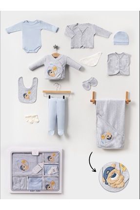 Kutulu Erkek - Yenidoğan Bebek Kıyafetleri Ayıcık 11'li Hastane Çıkışı Setleri Süzene Nakışlı