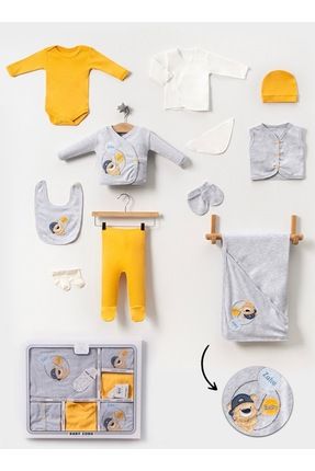 Kutulu Erkek - Yenidoğan Bebek Kıyafetleri Ayıcık 11'li Hastane Çıkışı Setleri Süzene Nakışlı