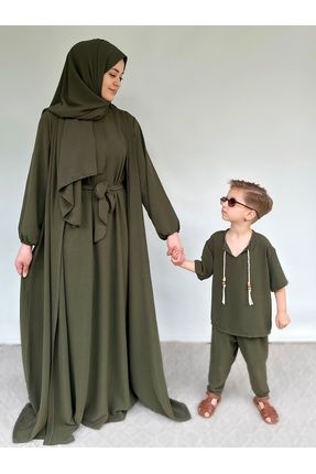 Anne - Çocuk kombin tesettür elbise (şal , Ferace, iç elbise )