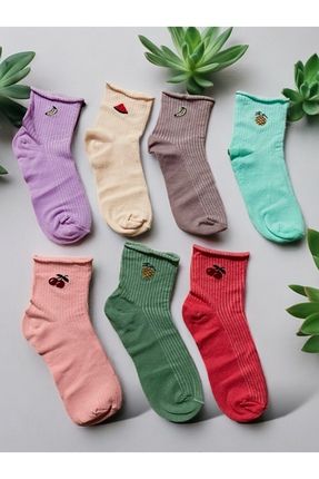 Kadın 7 Çift Soket Mevsimlik Meyveli Parfümlü Çorap