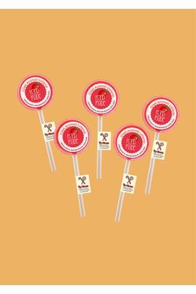 Artisan Crystal Lollipop Strawberry X 5 Pack / Çilek Aromalı El Yapımı Lolipop X 5 Adet