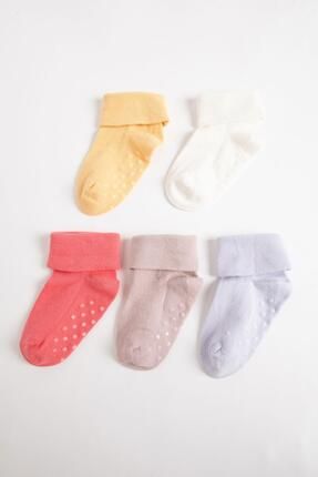 Kız Bebek Dikişsiz 5'li Pamuklu Uzun Çorap C4291a5ns