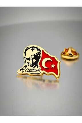 Atatürk&Bayrak Yaka Rozeti Altın Kaplama
