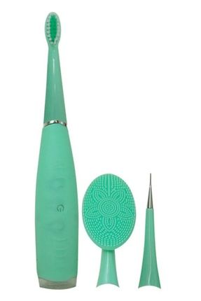 Diş Fırçası Diş Taşı Temizleme Cihazı, Şarjlı Yüz Temizleyici Ve Yüz Masaj Aleti Yeşil